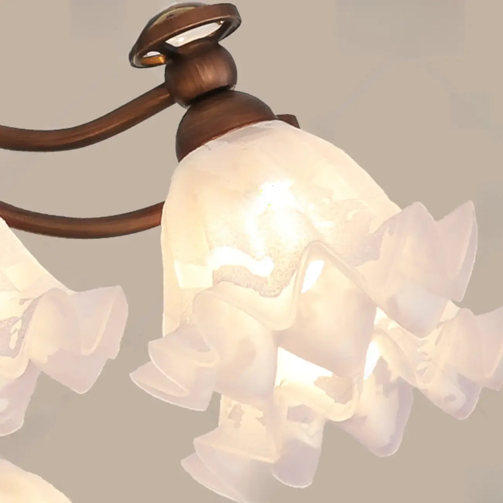 Black Bronze Floral Glass Crystal Chandelier Modern