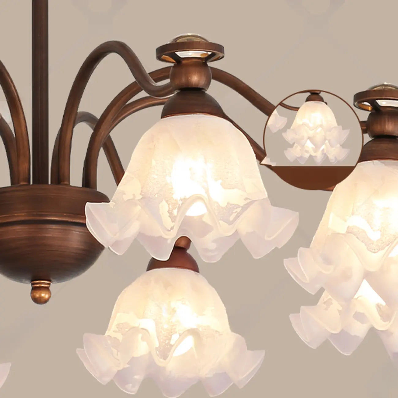 Black Bronze Floral Glass Crystal Chandelier Modern