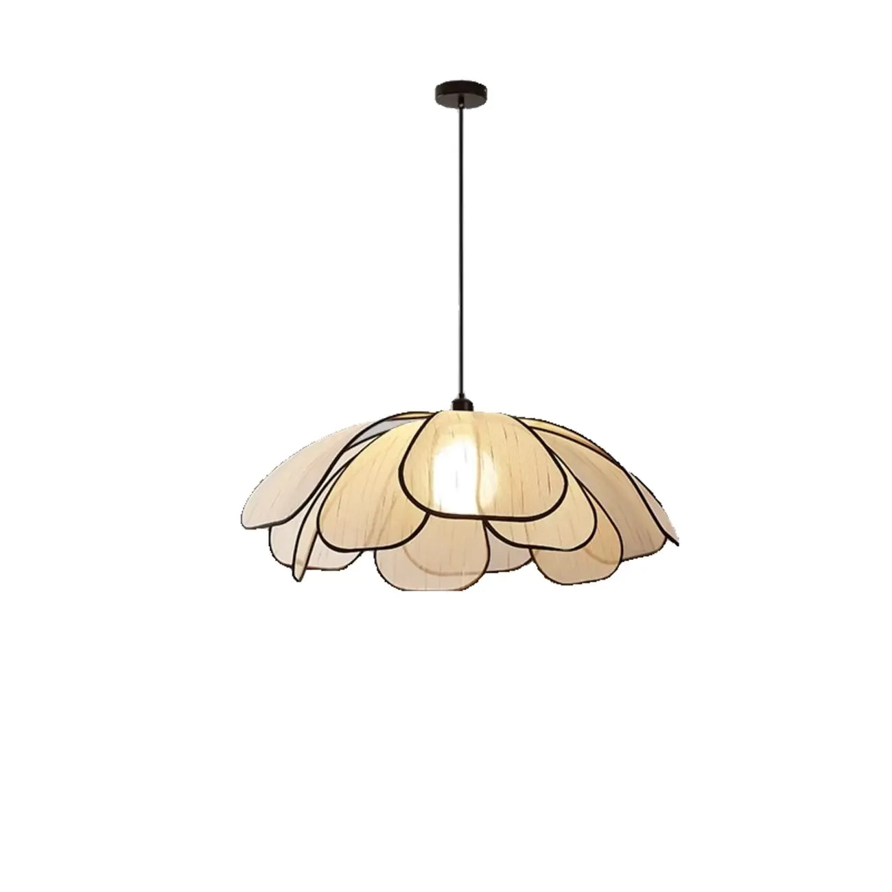 Adjustable Fabric Beige Geometric Pendant Light for Kitchen