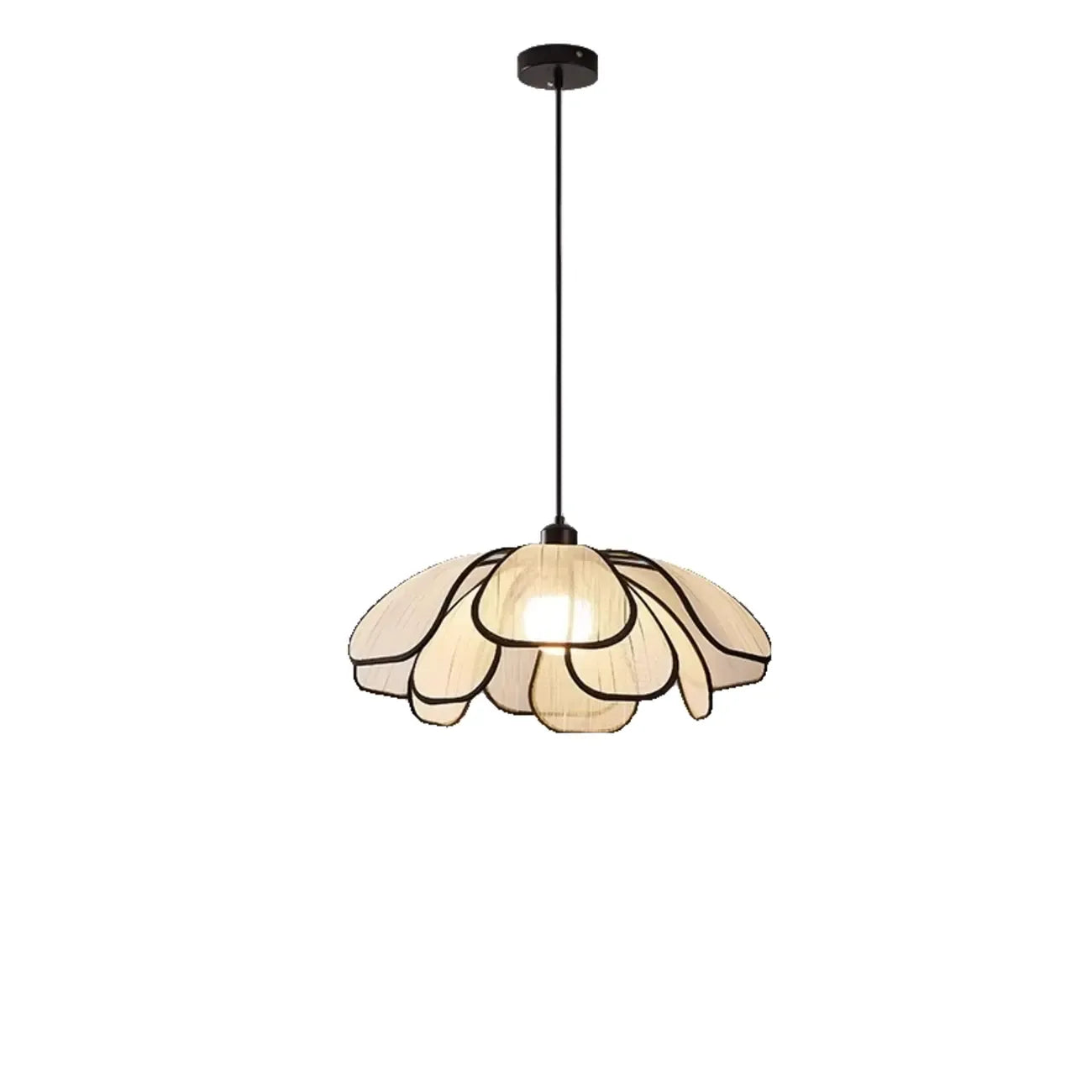 Adjustable Fabric Beige Geometric Pendant Light for Kitchen