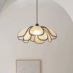 Adjustable Fabric Beige Geometric Pendant Light for Kitchen
