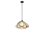 Adjustable Fabric Beige Geometric Pendant Light for Kitchen