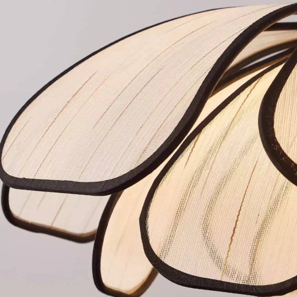 Adjustable Fabric Beige Geometric Pendant Light for Kitchen