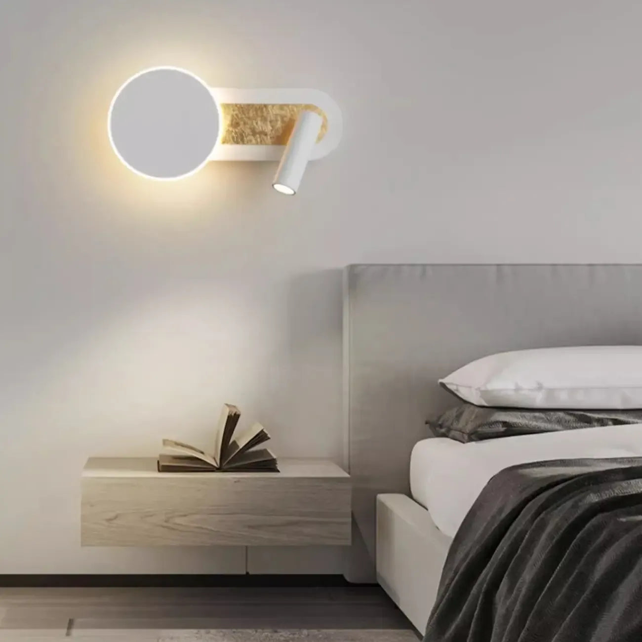 Mini Geometric 2-Light Black-Gold Wall Sconce in Rotatable