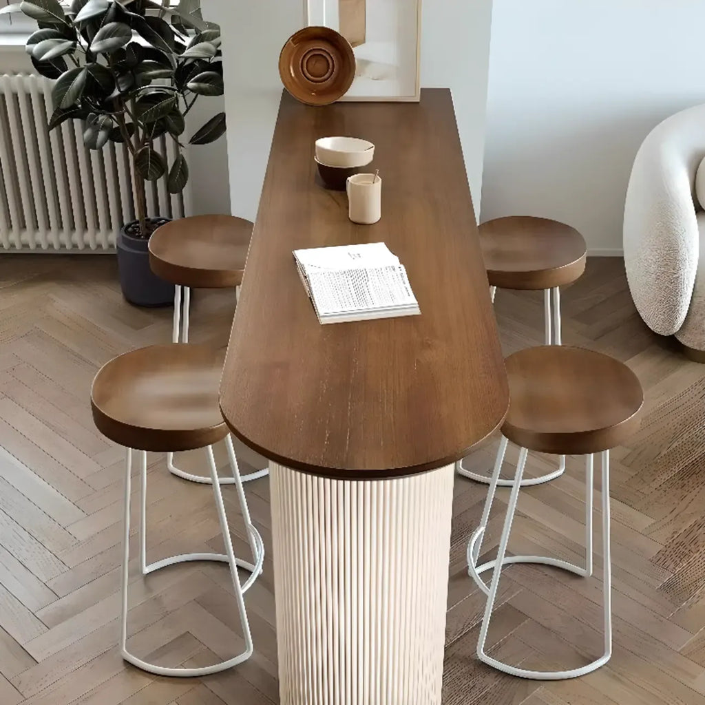 Modern Brown Wood Iron Base Bar Tables for Bistro