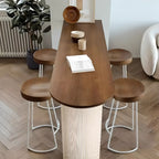Modern Brown Wood Iron Base Bar Tables for Bistro
