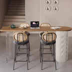 Modern Brown Wood Iron Base Bar Tables for Bistro