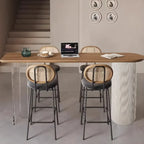Modern Brown Wood Iron Base Bar Tables for Bistro