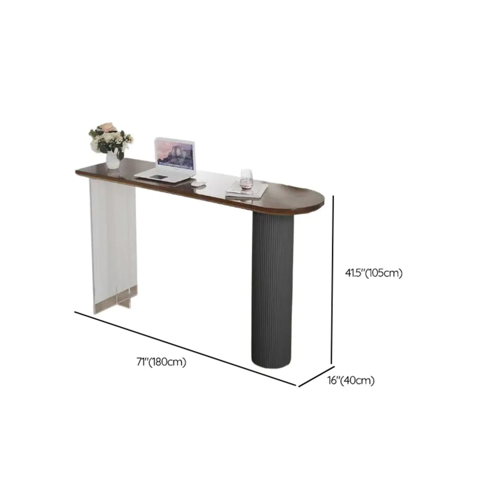 Modern Brown Wood Iron Base Bar Tables for Bistro