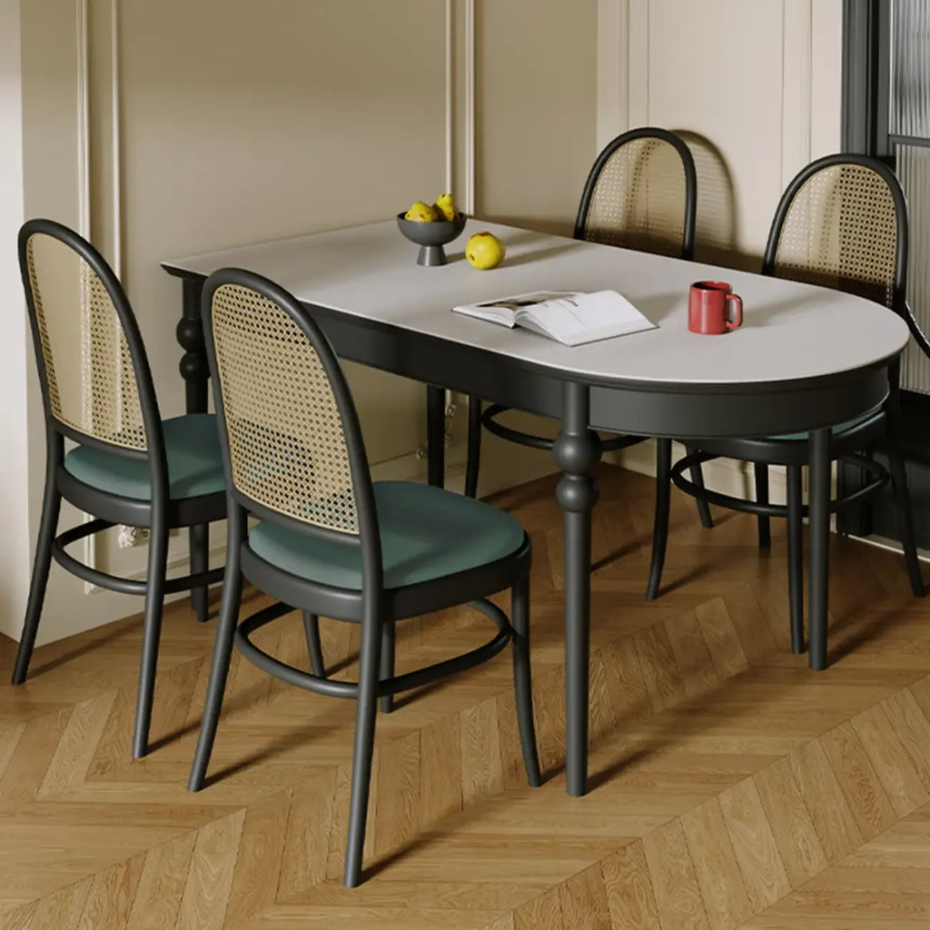 Traditional Black Free Form Wood Dining Table