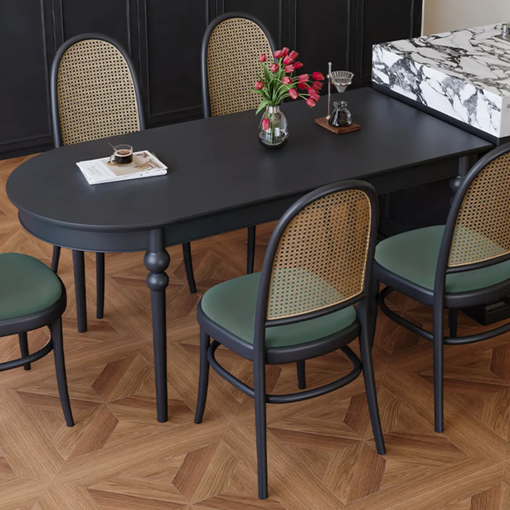 Traditional Black Free Form Wood Dining Table