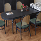 Traditional Black Free Form Wood Dining Table