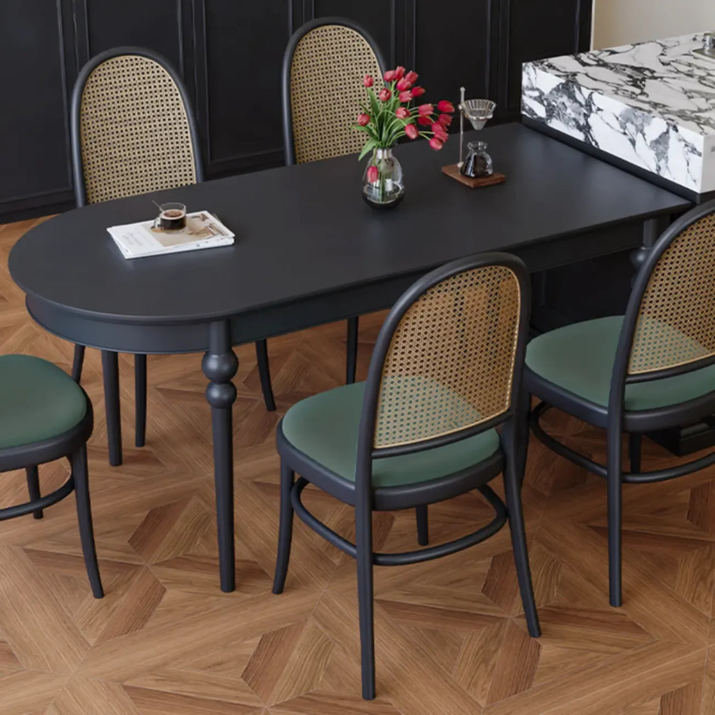 Traditional Black Free Form Wood Dining Table