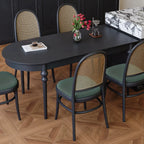 Traditional Black Free Form Wood Dining Table