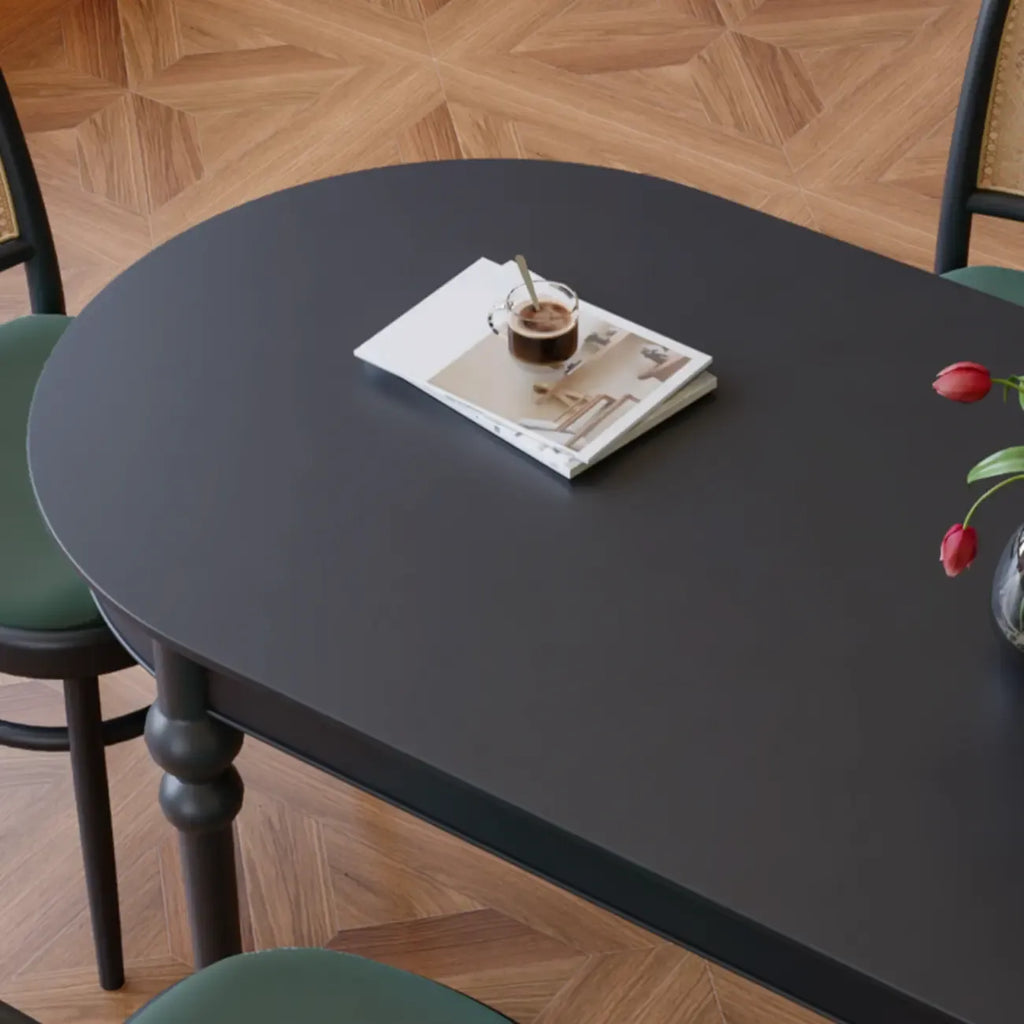 Traditional Black Free Form Wood Dining Table