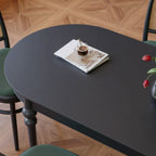 Traditional Black Free Form Wood Dining Table