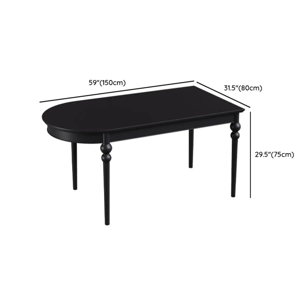 Traditional Black Free Form Wood Dining Table