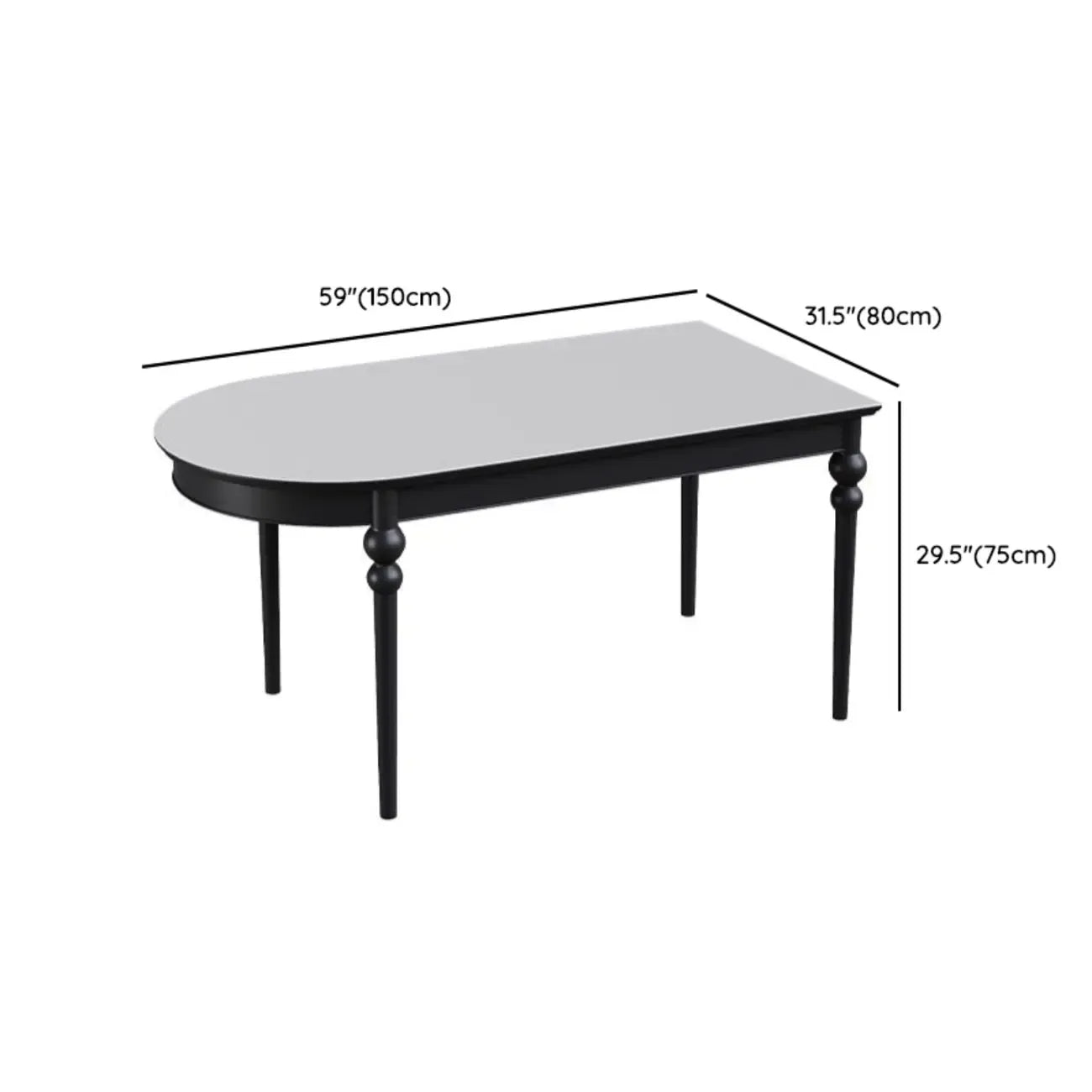 Traditional Black Free Form Wood Dining Table