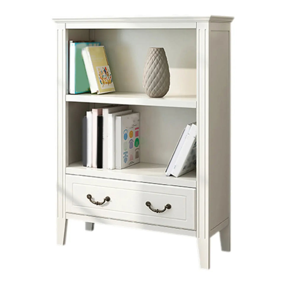 Classic White Wooden Open Storage Display Cabinet for Study