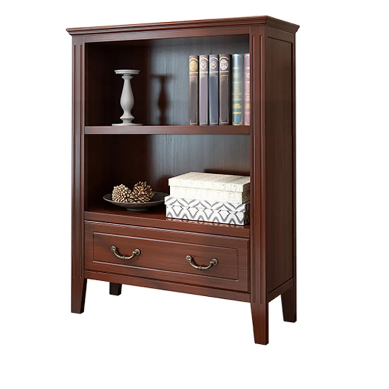 Classic White Wooden Open Storage Display Cabinet for Study