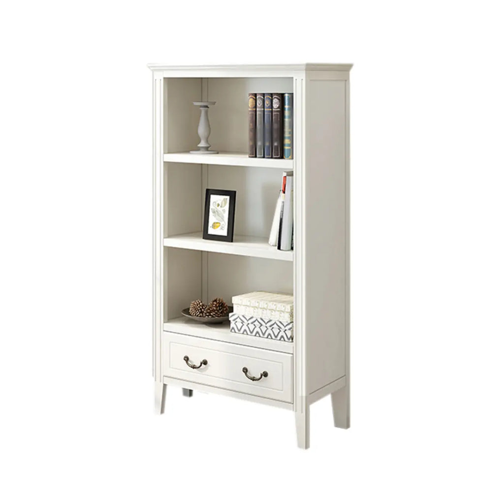 Classic White Wooden Open Storage Display Cabinet for Study