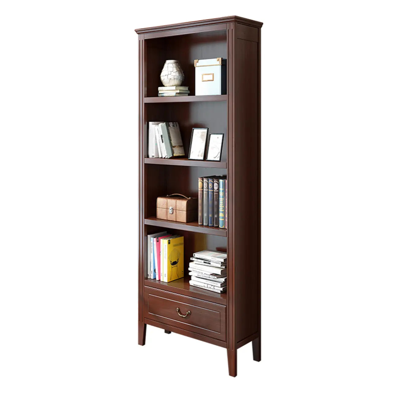 Classic White Wooden Open Storage Display Cabinet for Study