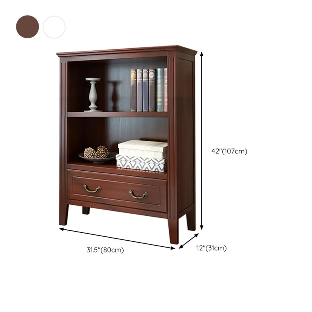 Classic White Wooden Open Storage Display Cabinet for Study
