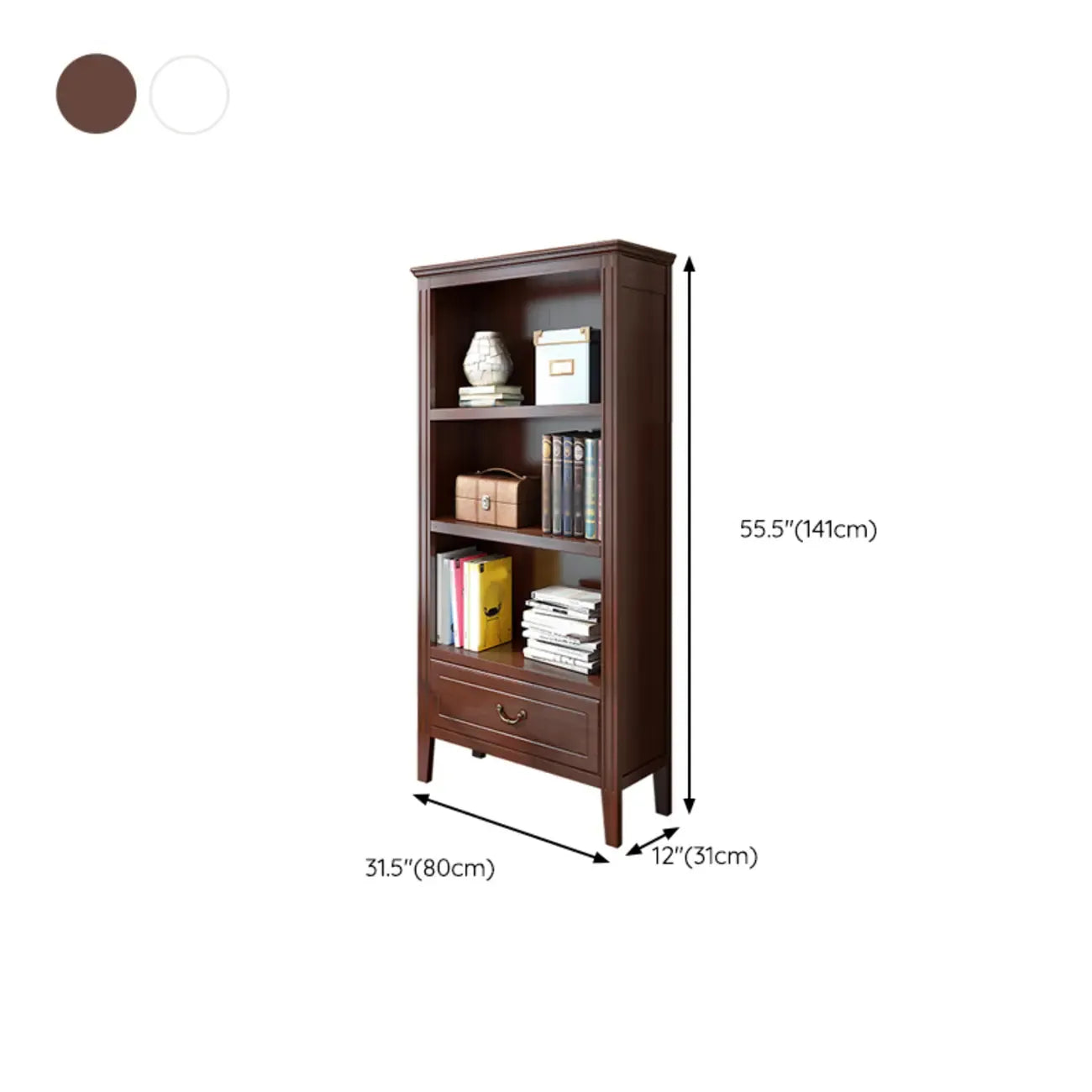 Classic White Wooden Open Storage Display Cabinet for Study