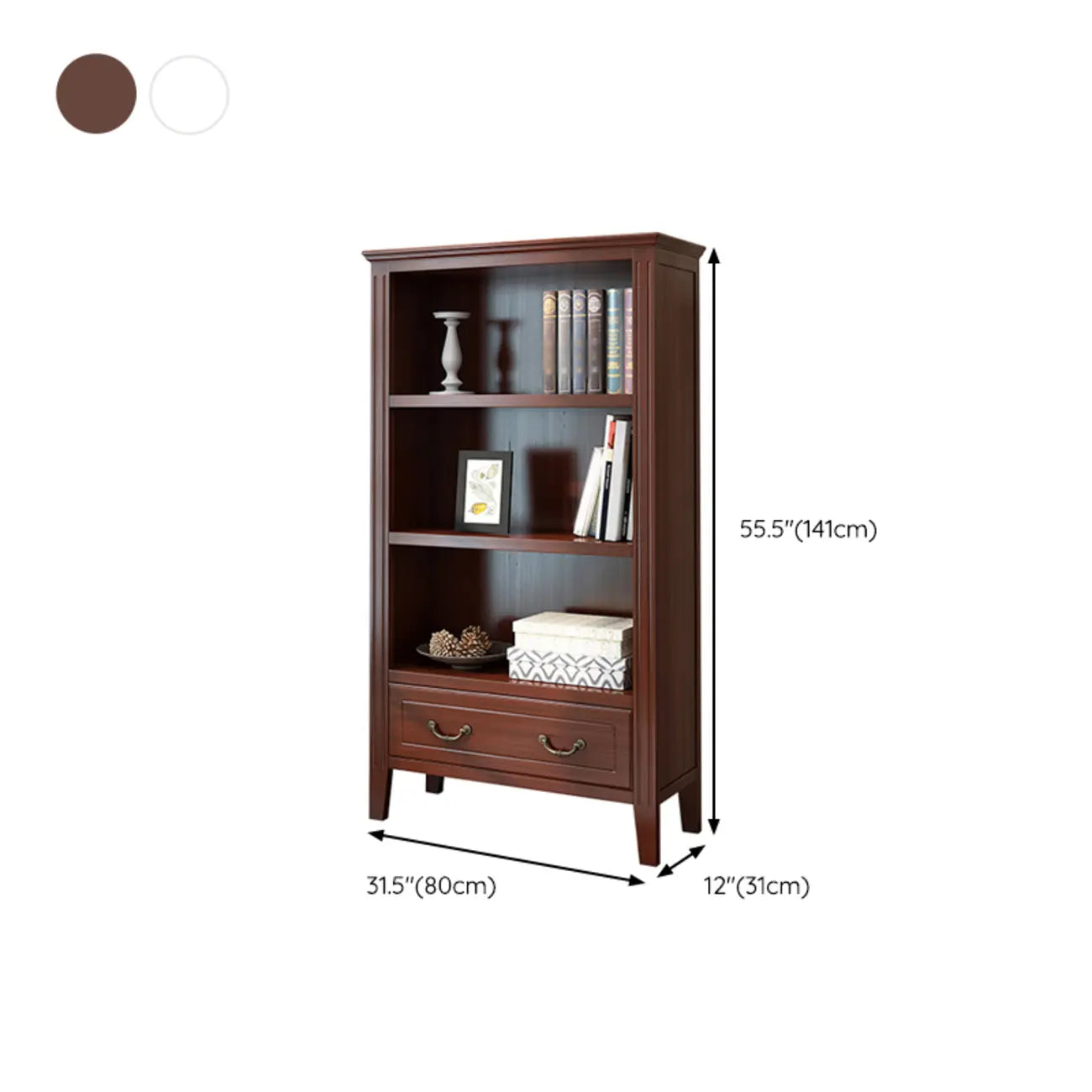 Classic White Wooden Open Storage Display Cabinet for Study
