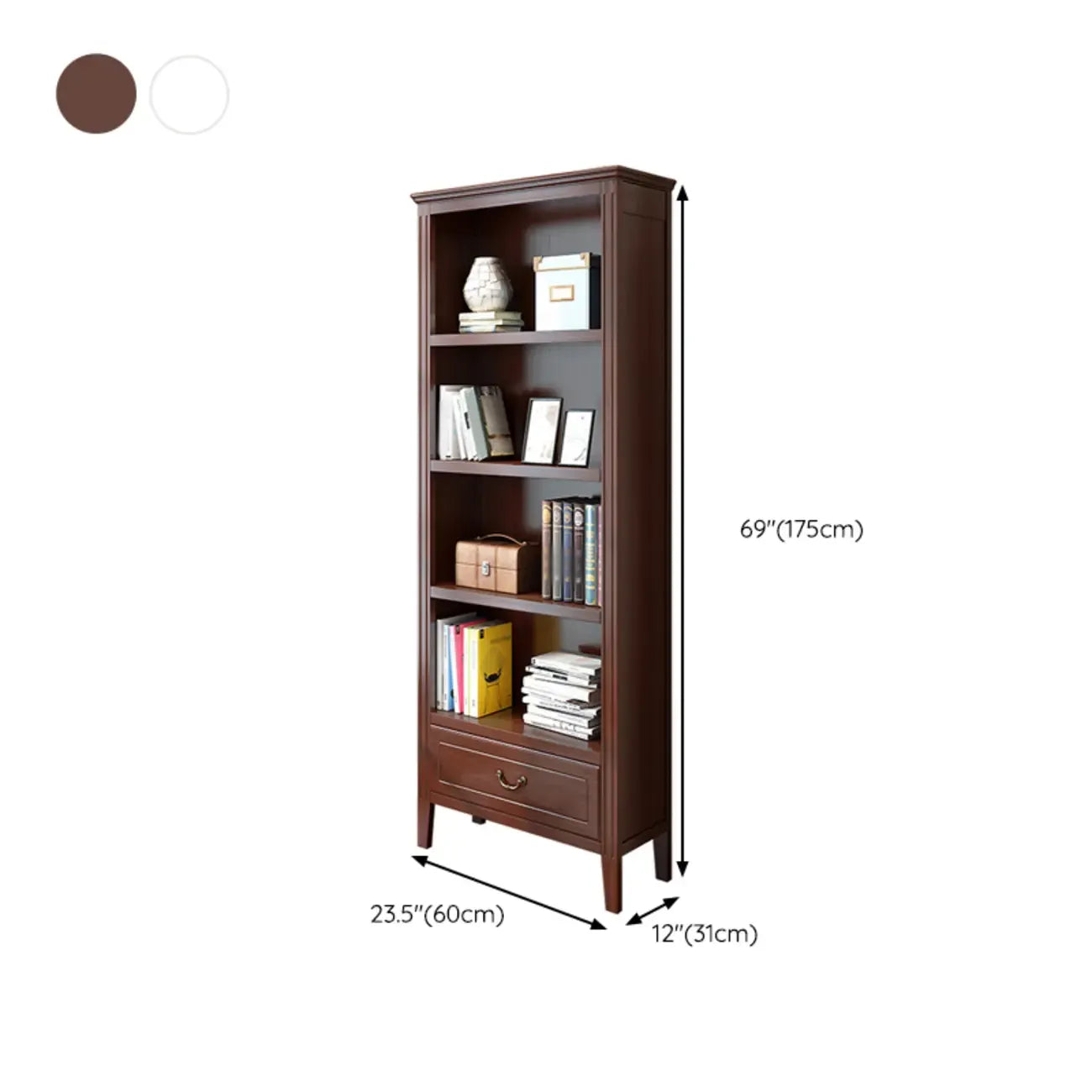 Classic White Wooden Open Storage Display Cabinet for Study