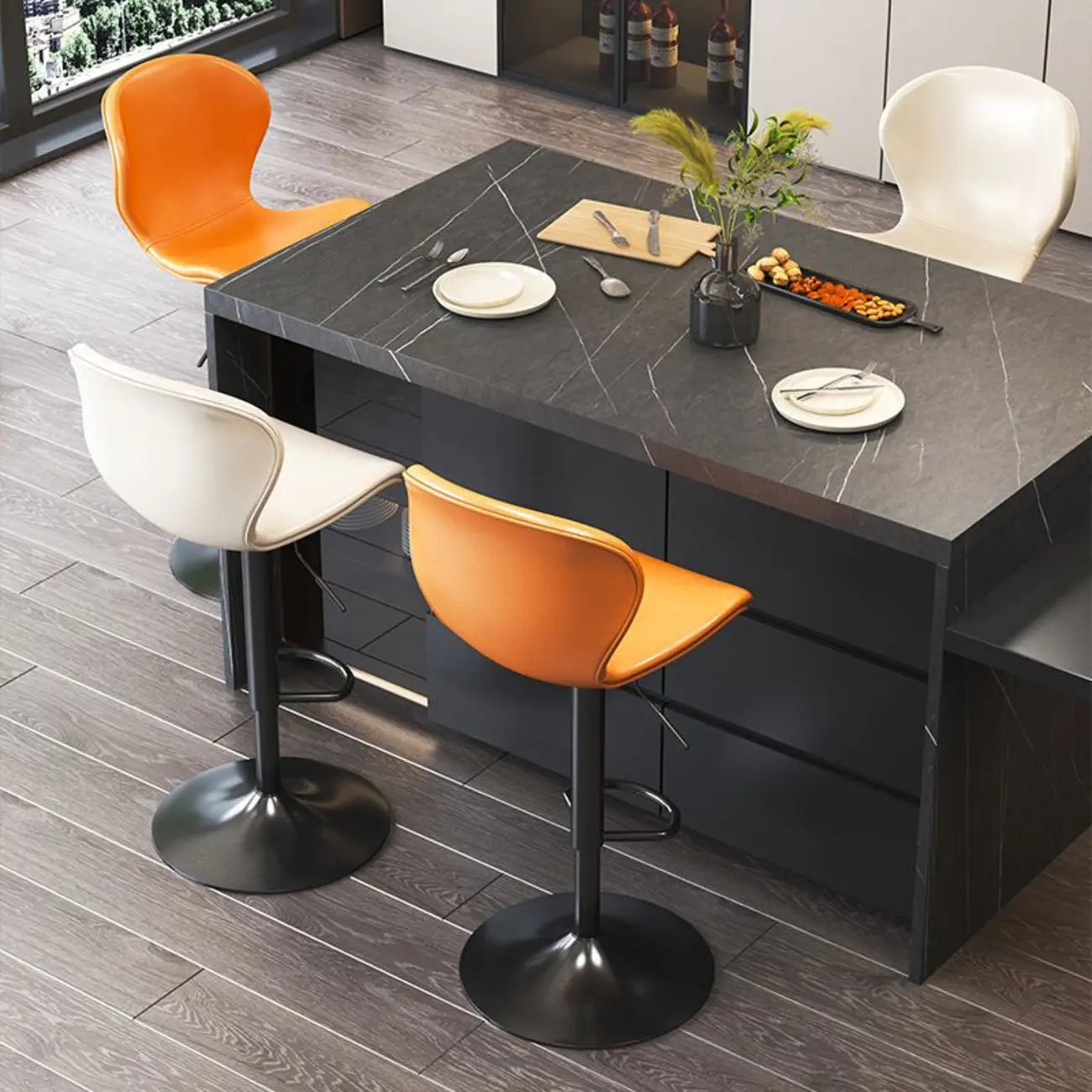 Modern Saddle Pedestal Swivel Adjustable Bar Stools