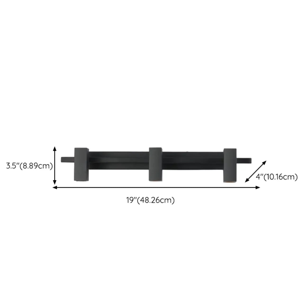 3-Light Rectangle Adjustable Black Vanity Lights