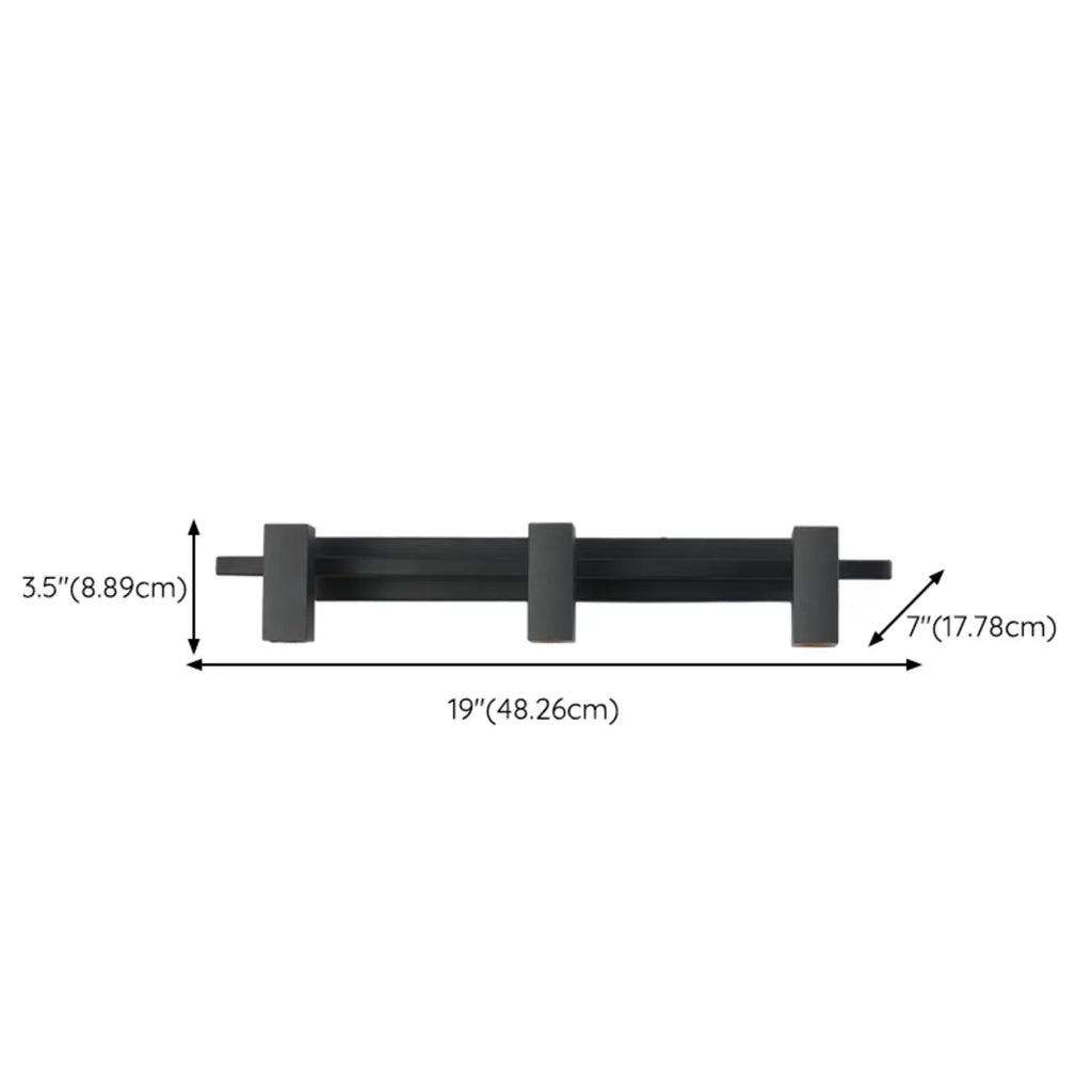3-Light Rectangle Adjustable Black Vanity Lights