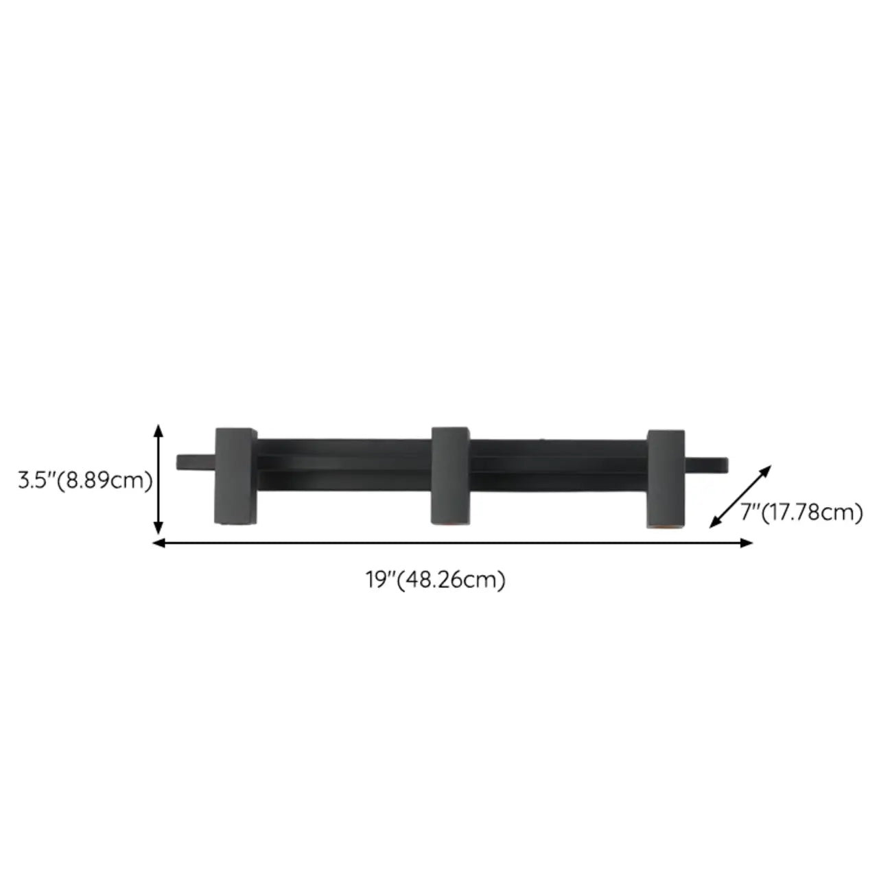 3-Light Rectangle Adjustable Black Vanity Lights