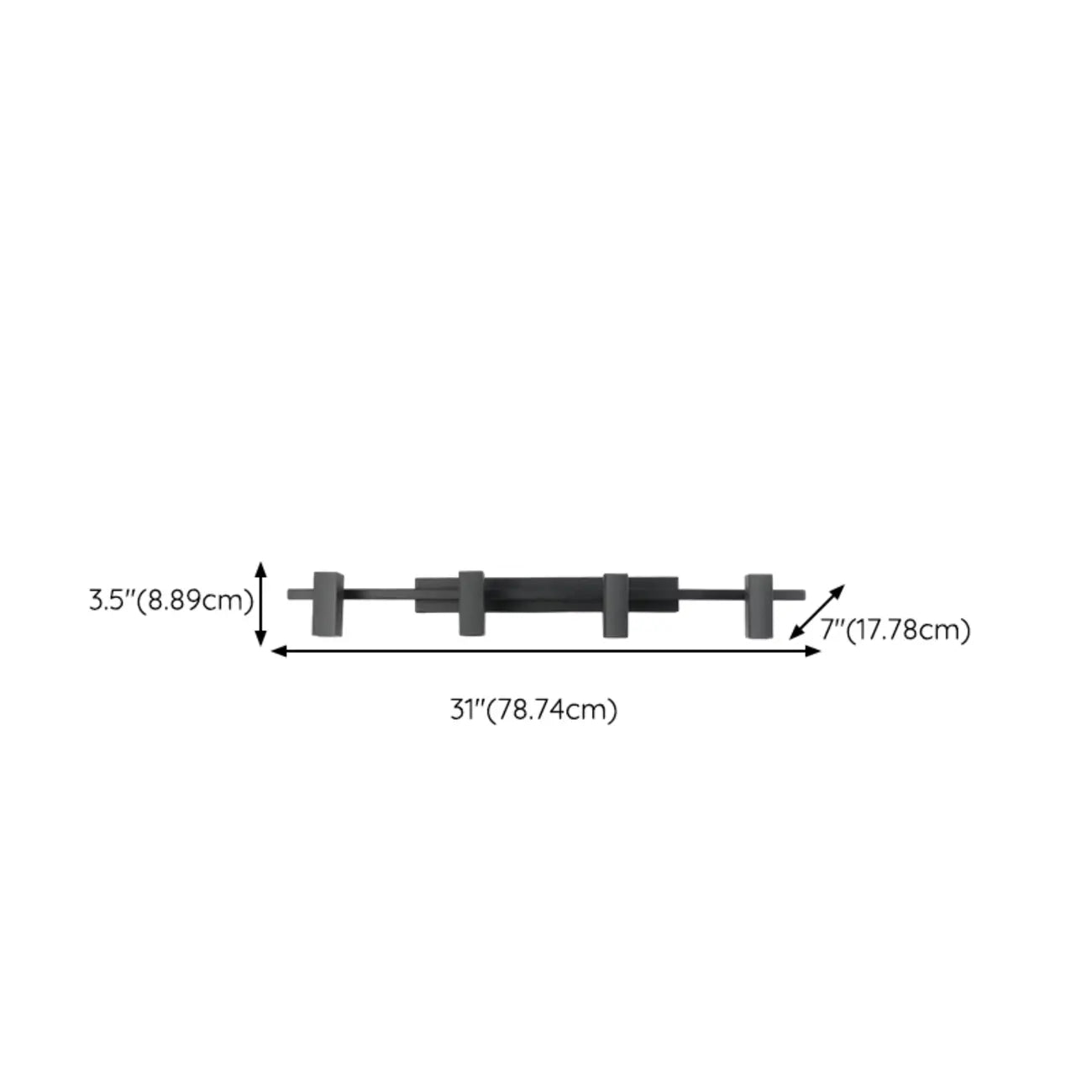 3-Light Rectangle Adjustable Black Vanity Lights