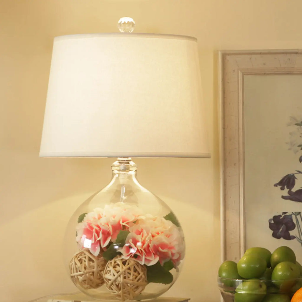 Modern Elegant Glass Fabric LED Table Lamp for Indoor