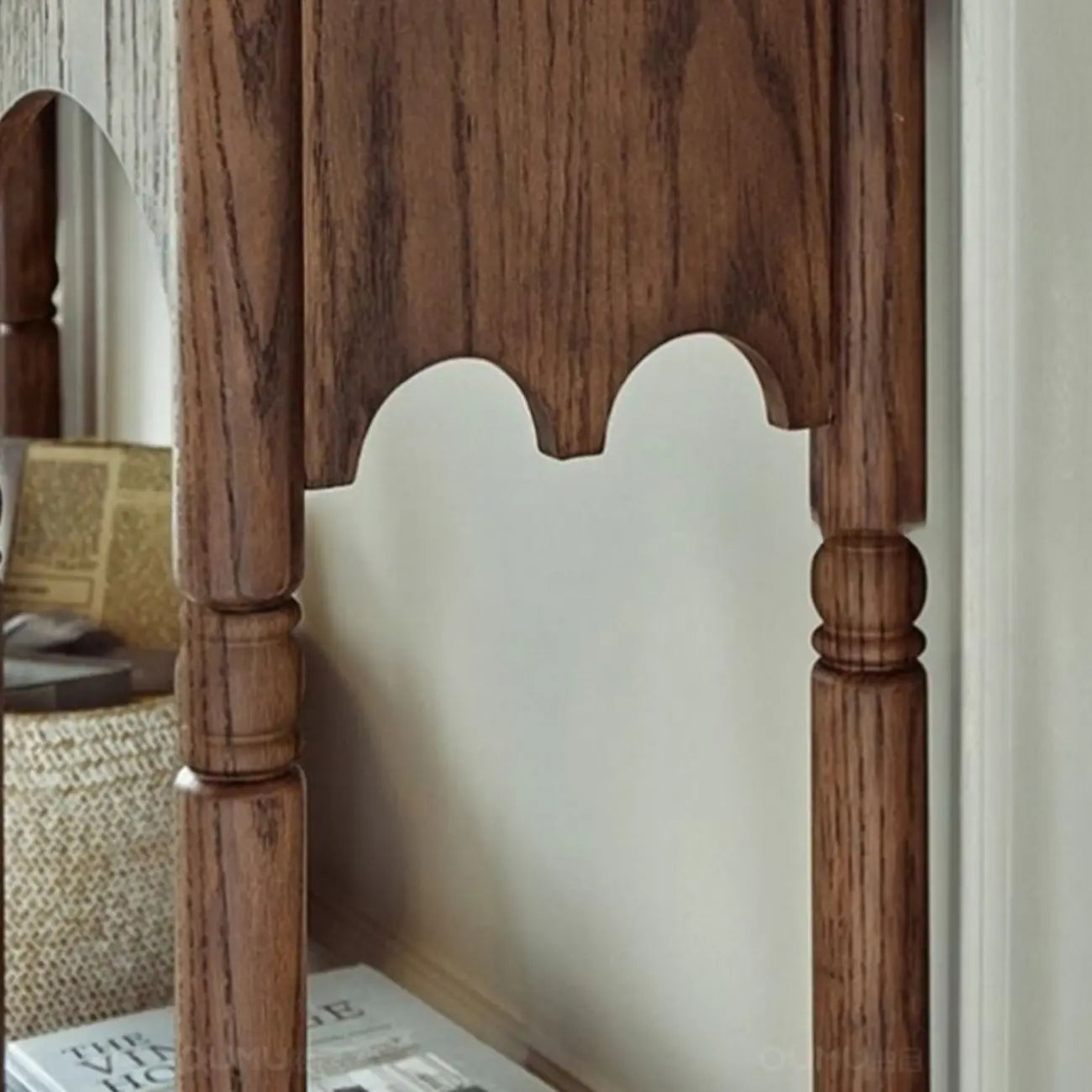 Rectangular Wood Brown Console Table with Shelves