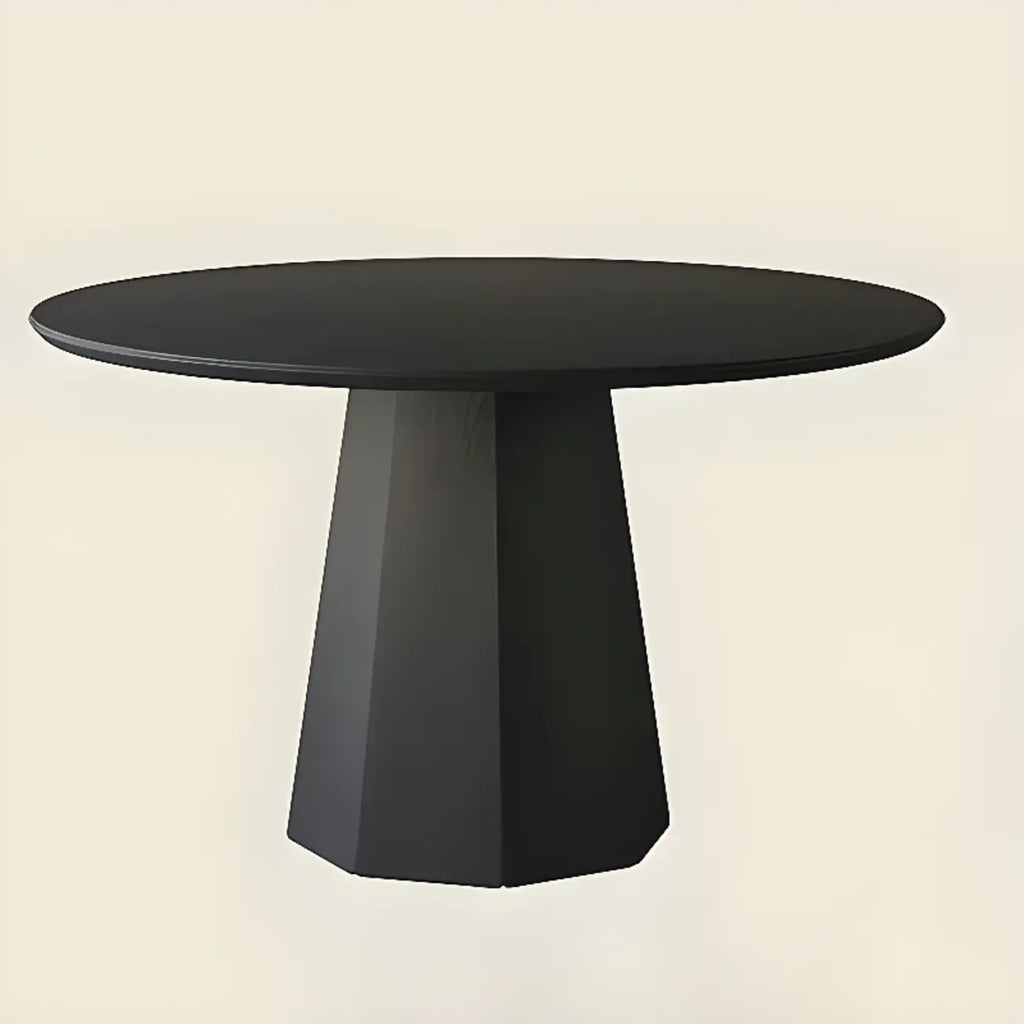 Modern Black Wood Round Dining Table