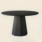 Modern Black Wood Round Dining Table