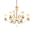 Champagne Cylinder Glass Chandelier with Crystal Pendant