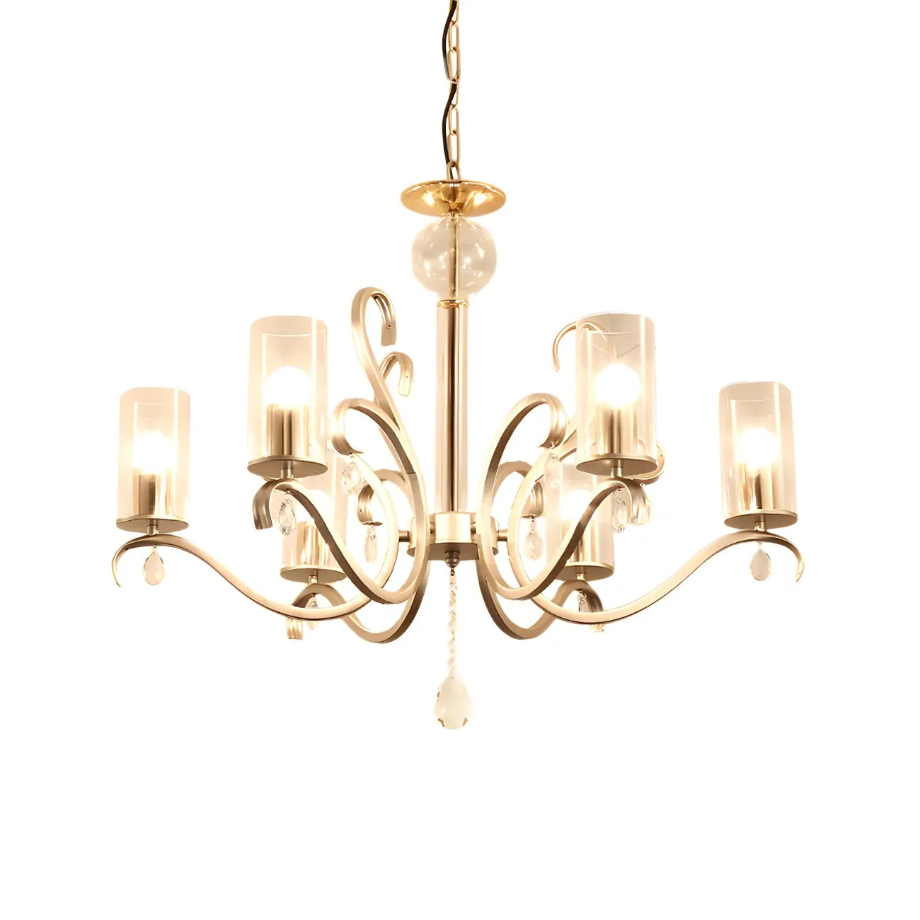 Champagne Cylinder Glass Chandelier with Crystal Pendant