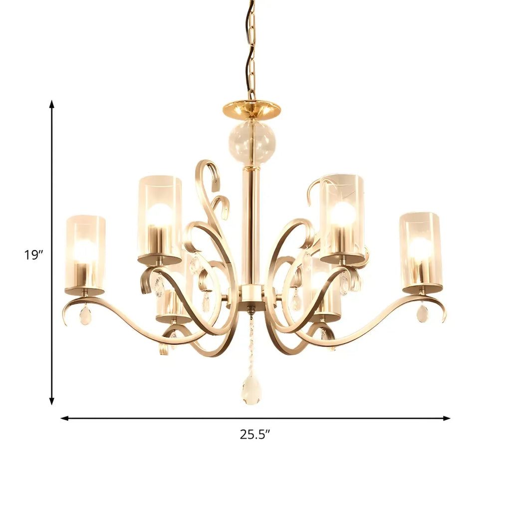 Champagne Cylinder Glass Chandelier with Crystal Pendant