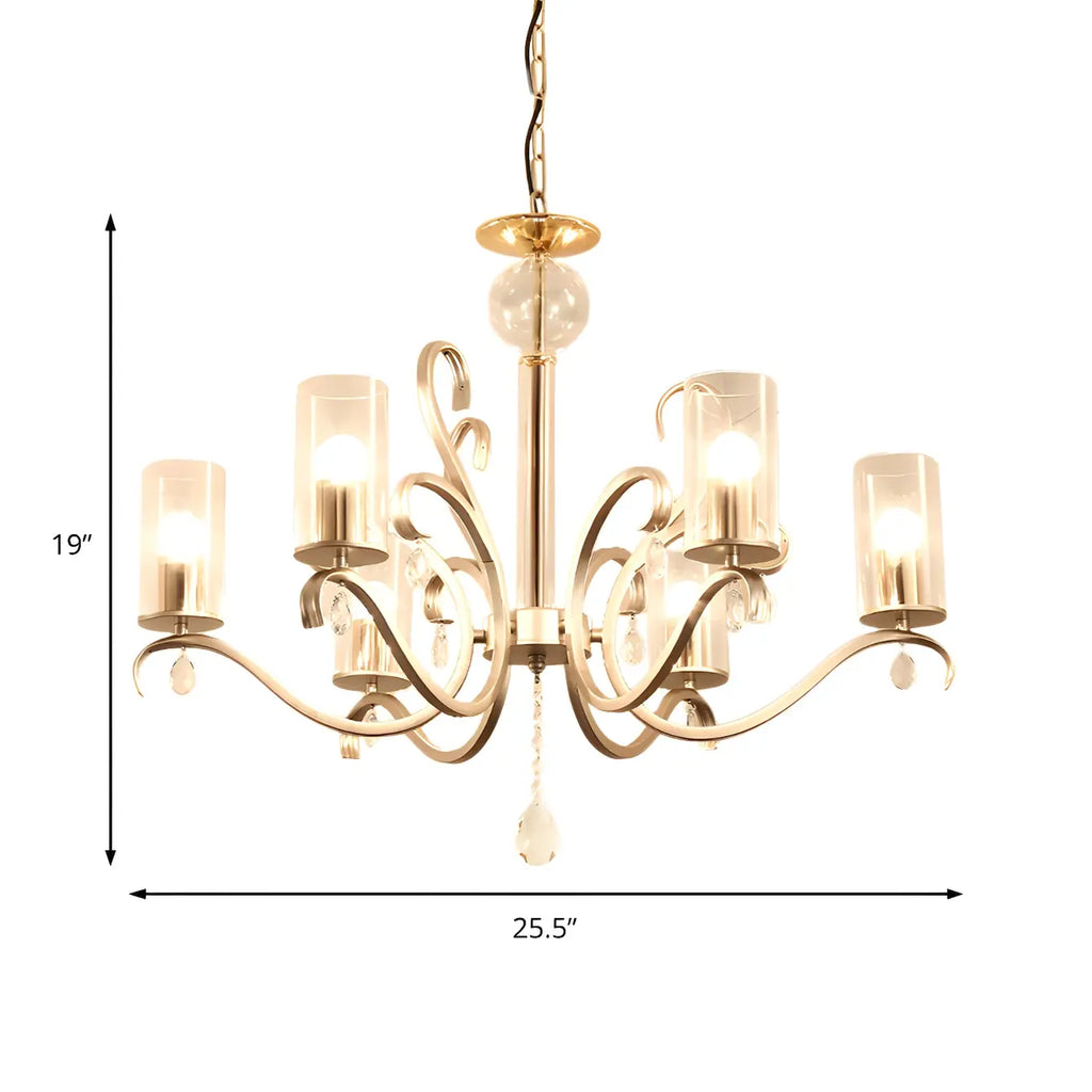 Champagne Cylinder Glass Chandelier with Crystal Pendant