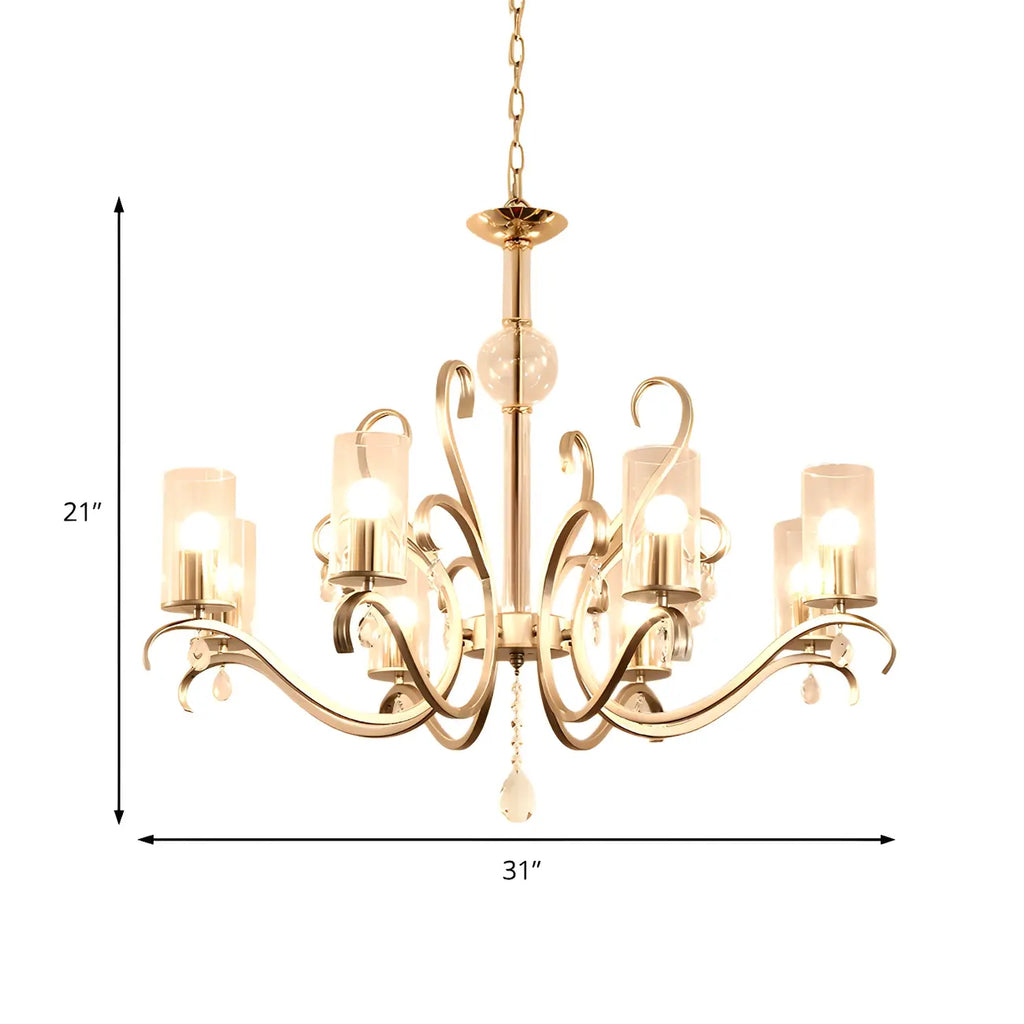 Champagne Cylinder Glass Chandelier with Crystal Pendant