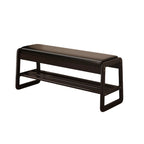 Black Upholstered Wood Frame Entryway Bench with Storage