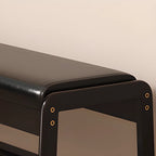 Black Upholstered Wood Frame Entryway Bench with Storage
