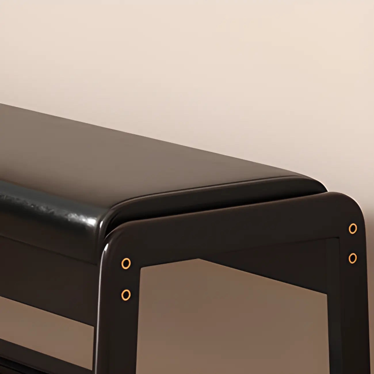 Black Upholstered Wood Frame Entryway Bench with Storage