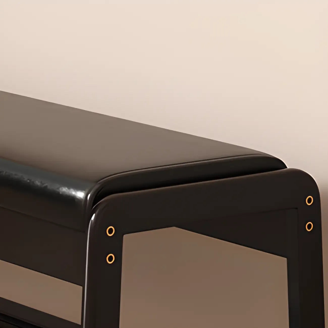 Black Upholstered Wood Frame Entryway Bench with Storage