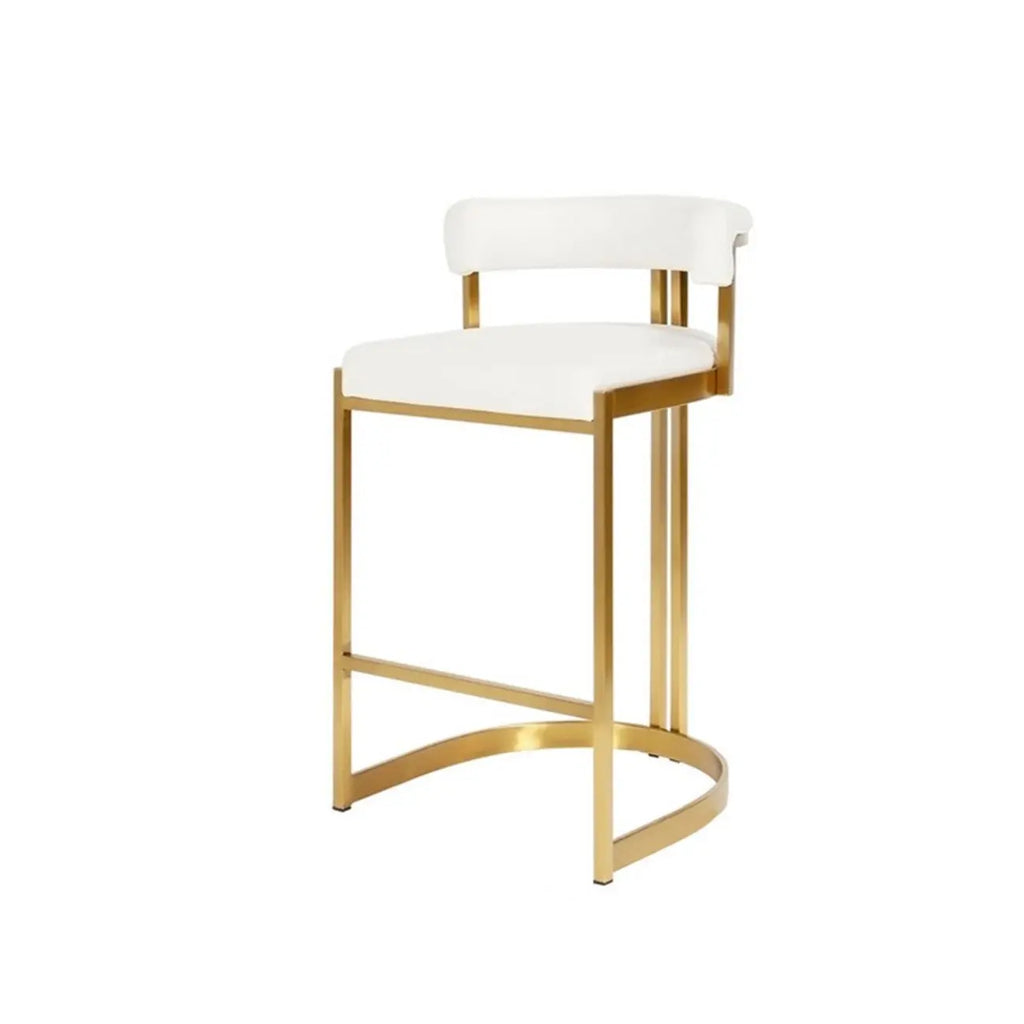 Lavish Metal Cushioned Gold Sled Bar Stool
