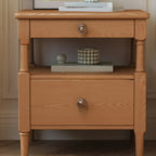Classic Rectangular 3 Layers Wood Black Nightstand